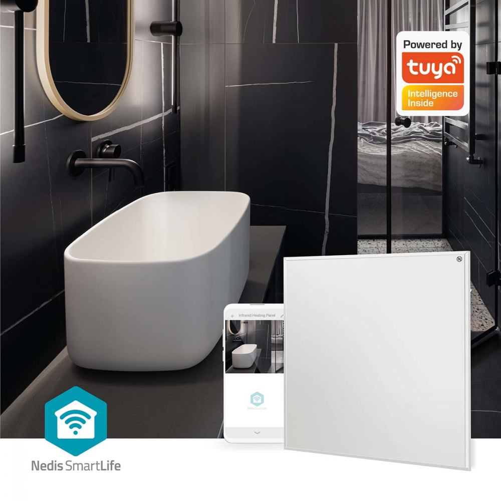 Panou radiant infraroșu WiFi Nedis 350W, control vocal, IP44, alb, ideal pentru încăperi până la 9 m² [11]