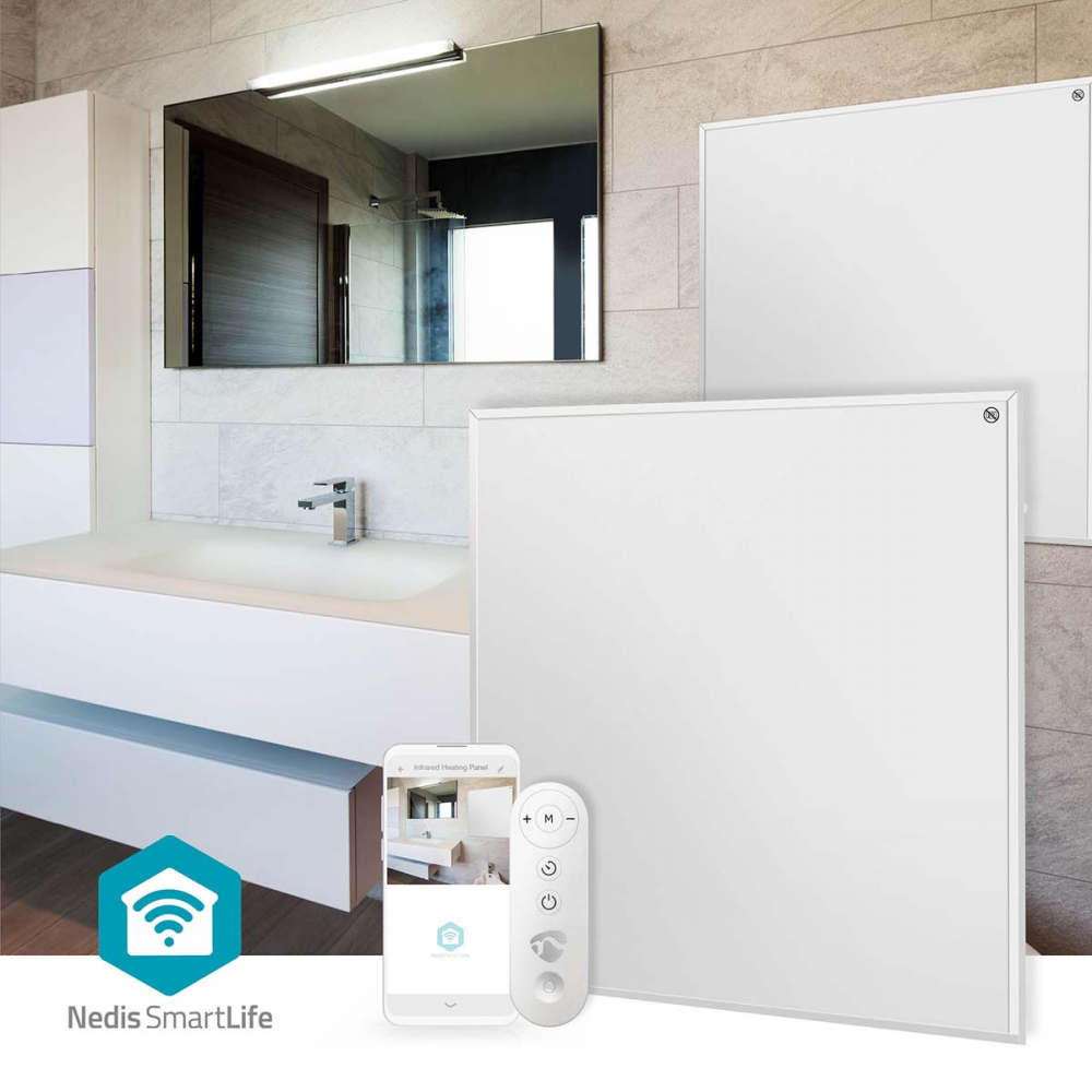 Panou radiant infraroșu WiFi Nedis 350W, control vocal, IP44, alb, ideal pentru încăperi până la 9 m² [3]