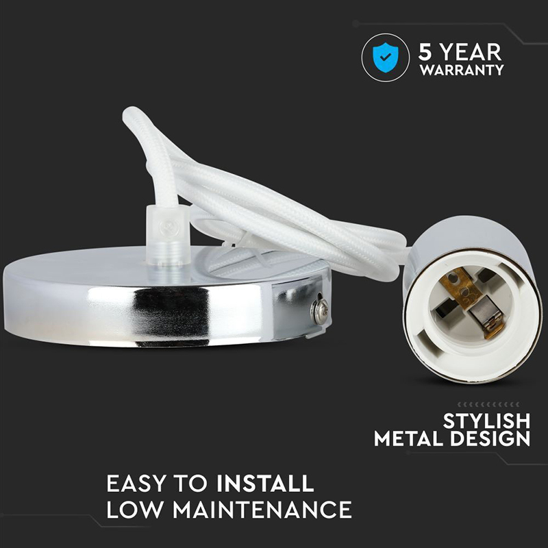 Pendul tavan soclu E27 Crom/alb SKU-3755 V-tac – IoElectronice.ro [5]