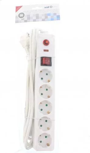 Prelungitor 5 prize 3m cu protecție cablu 3xG1.5mm² 16A 3500W IP20 Well – IoElectronice.ro [3]
