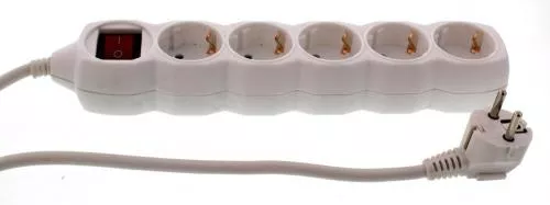 Prelungitor electric 5 prize cu întrerupător, cablu 5m, IP20, Schuko, pentru interior, 16A, 3500W, alb [1]