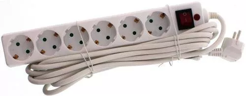 Prelungitor cu 6 prize Schuko, protecție la supratensiune, 3m, 16A, IP20, ideal pentru interior [1]