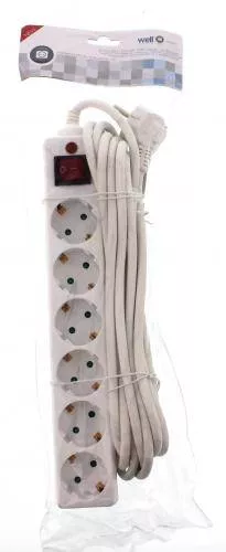 Prelungitor cu 6 prize Schuko, protecție la supratensiune, 3m, 16A, IP20, ideal pentru interior [2]