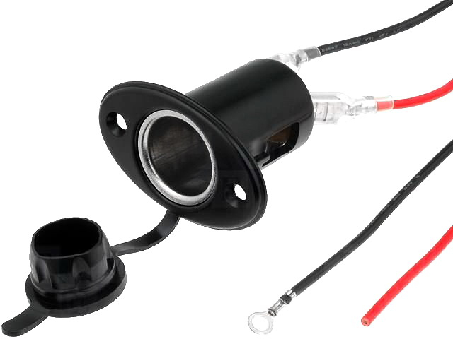 Priza brichetă auto SCi 12V 10A cu fir, adaptor soclu auto, montare pe panou, culoare neagră [2]