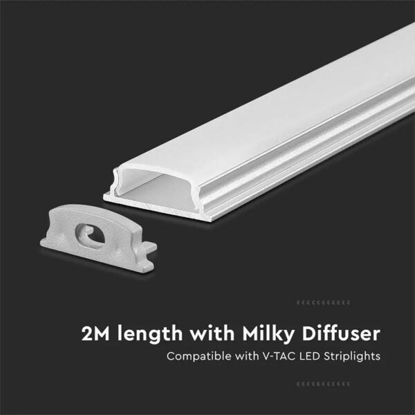 Profil aluminiu flexibil pentru bandă LED 2m, dispersor alb mat, compatibil V-TAC, finisaj argintiu elegant [5]