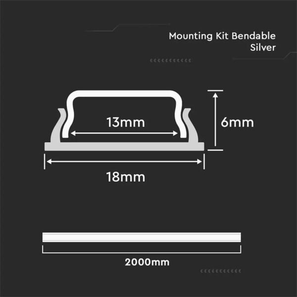 Profil aluminiu flexibil pentru bandă LED 2m, dispersor alb mat, compatibil V-TAC, finisaj argintiu elegant [3]