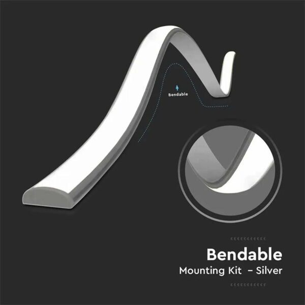 Profil aluminiu flexibil pentru bandă LED 2m, dispersor alb mat, compatibil V-TAC, finisaj argintiu elegant [4]