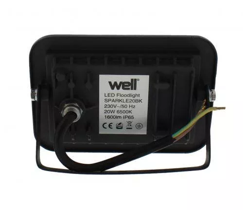 Proiector LED 20W 1600lm IP65 6500K alb rece carcasa aluminiu negru Well [2]
