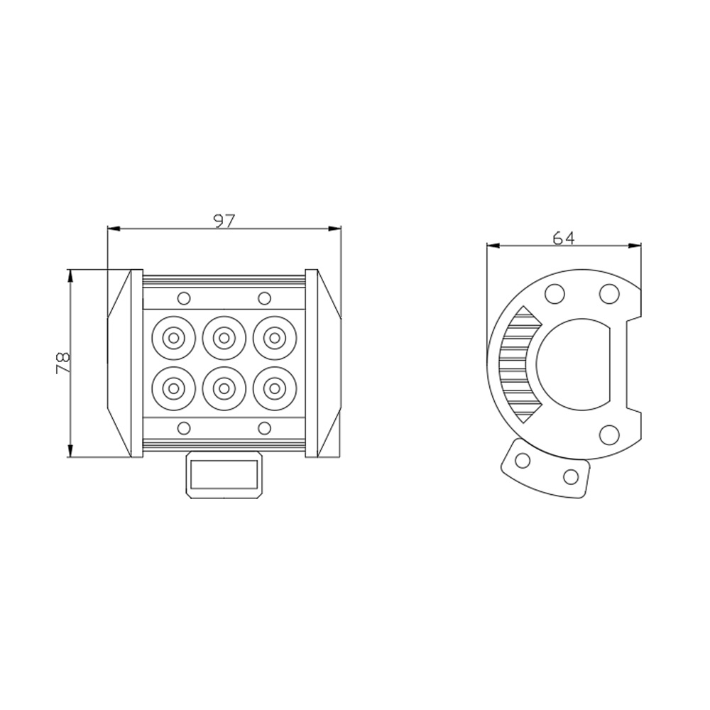 Proiector LED Auto Off Road 18W 6SMD 1200lm 97x78x64mm 12-32V CLL009 Carguard – IoElectronice.ro [7]