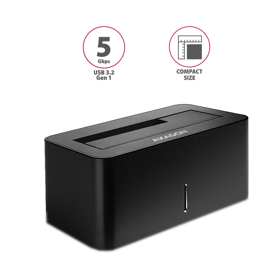 Docking Station HDD USB 3.0 2.5"/3.5" AXAGON ADSA-SN, suport SATA 6Gb/s, compact, pentru SSD și HDD [1]