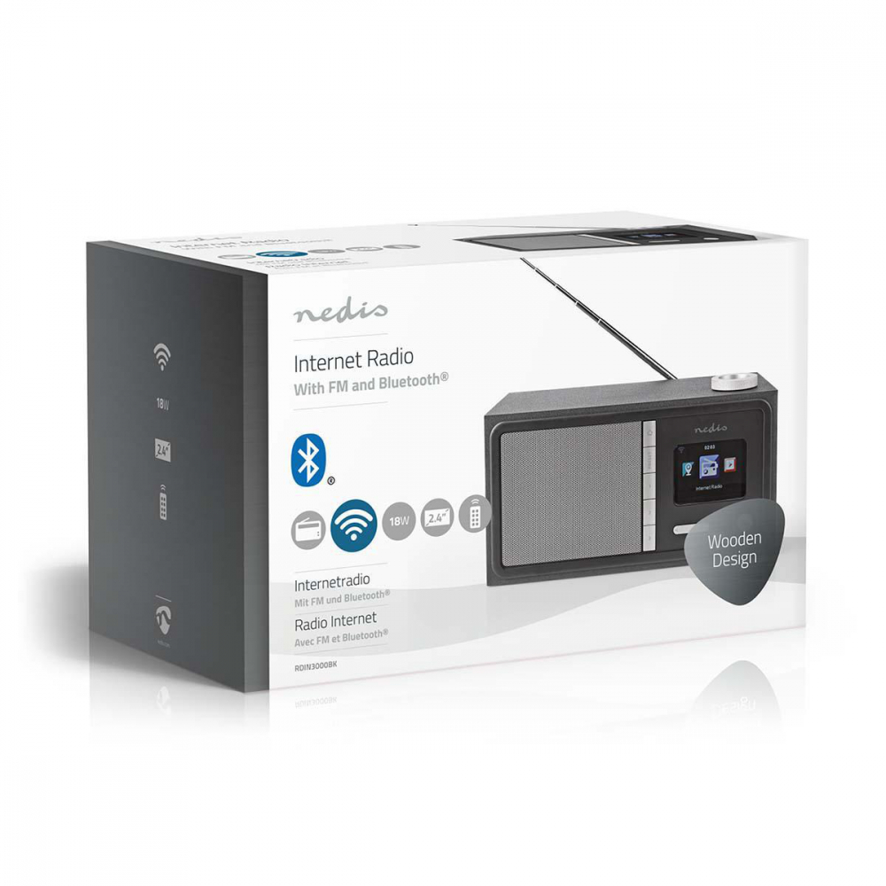 Radio Internet Bluetooth Nedis 18W, Ecran color, Telecomandă, Wi-Fi, FM, Sunet premium, Design elegant negru [8]