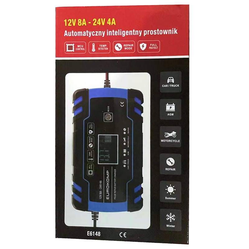 Redresor automat cu microprocesor 12V/8A - 24V/4A EUROKOMP E6148, siguranță și performanță pentru baterii auto, motociclete și barci [6]