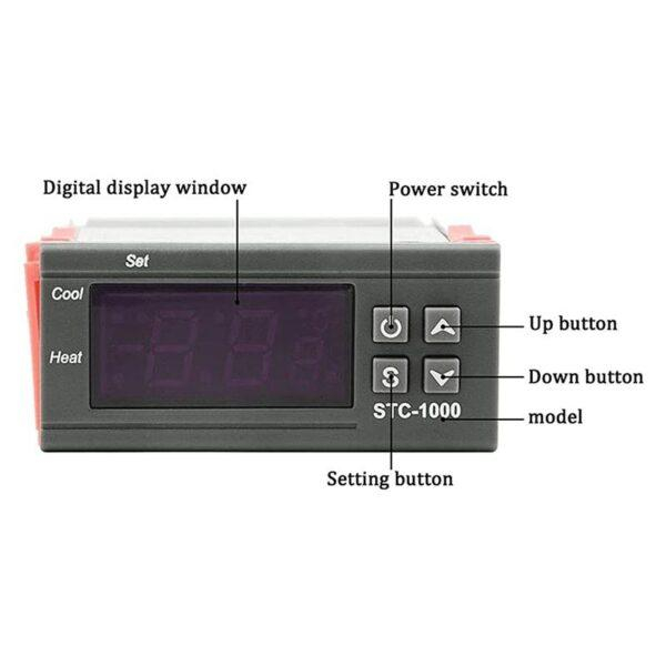 Regulator de temperatură STC-1000 cu senzor NTC, control precis pentru încălzire și răcire, 230V, LCD mare [2]