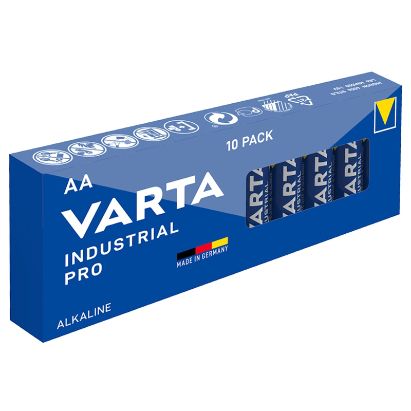 Set 10 Baterii AA Alcaline VARTA Industrial PRO - Performanță și Calitate Germană [1]
