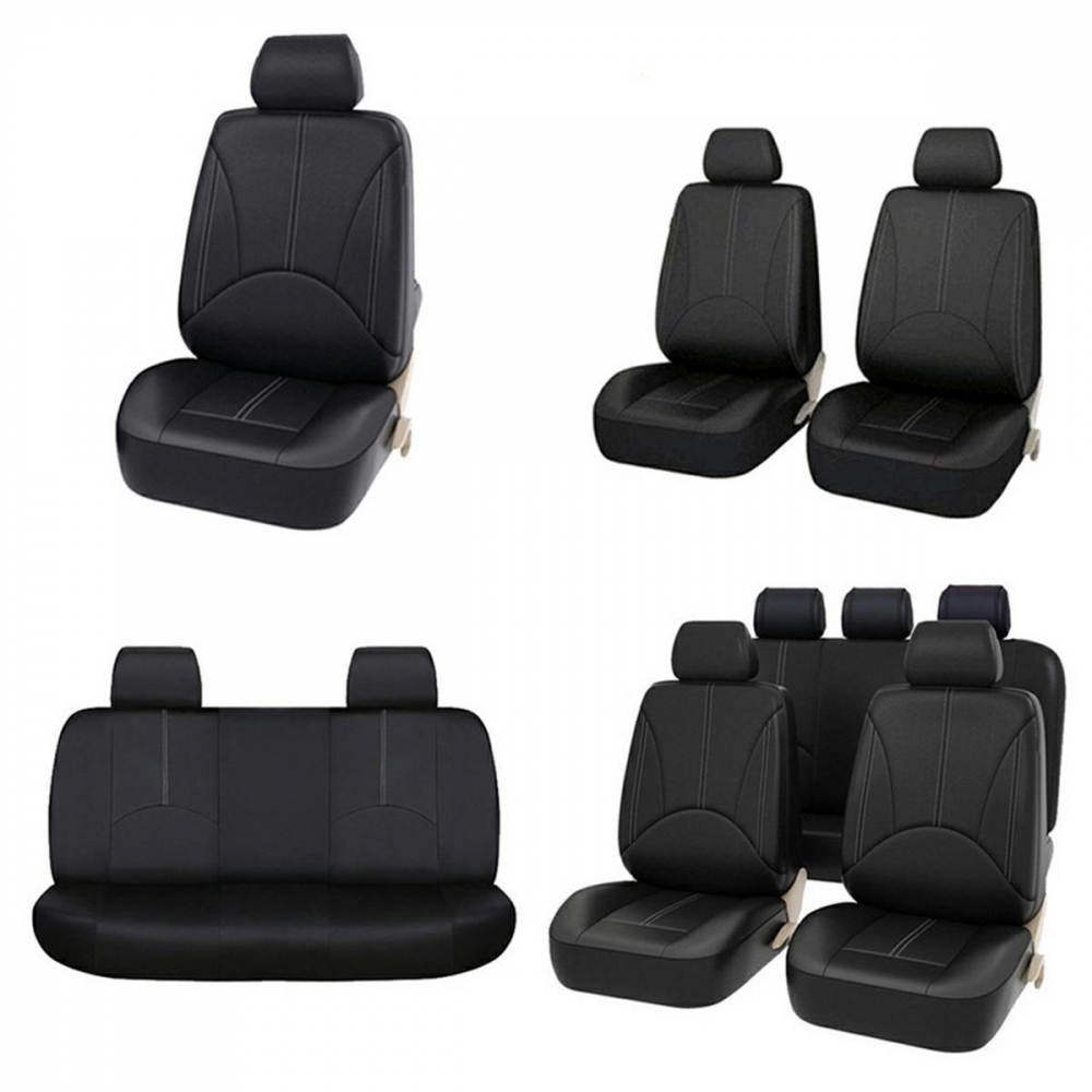 Set 11 Huse Auto din Piele Ecologică Negru pentru Scaune Universale - Protecție și Stil [5]