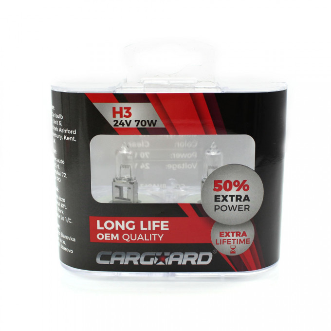 Set 2 becuri Halogen 24V H3 70W +50% Intensitate LONG LIFE CARGUARD – IoElectronice.ro [2]