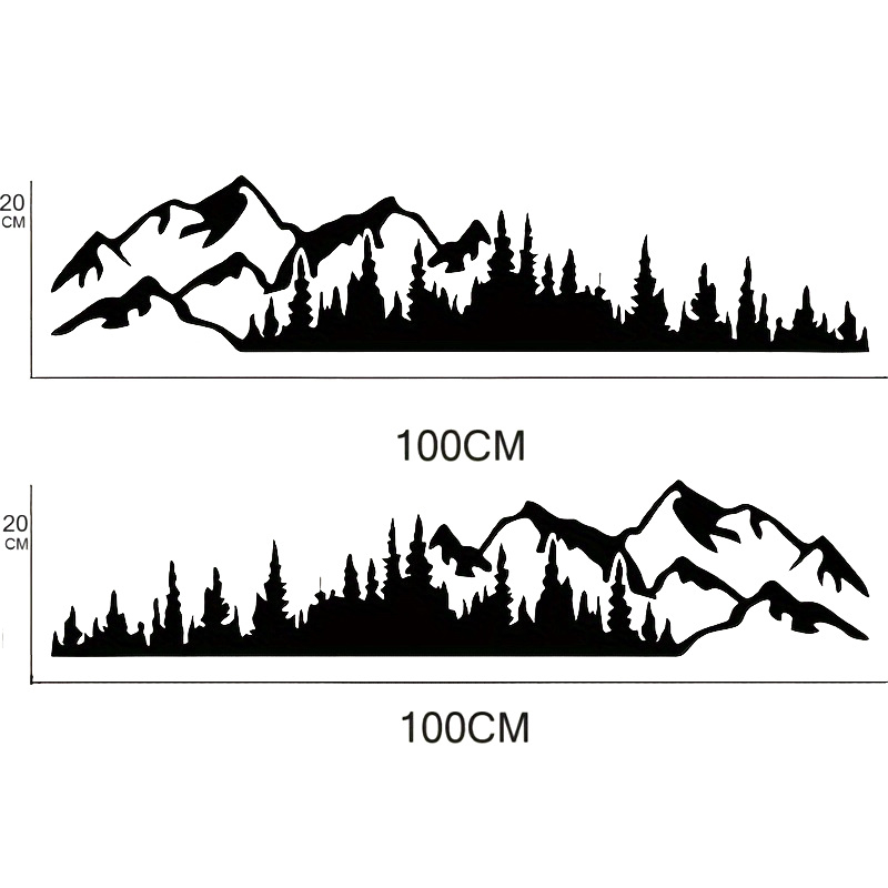 Set 2 Stickere Autoadezive Off Road "Forest & Mountains" 100x20cm, Negru pentru SUV, ATV, Camping [5]
