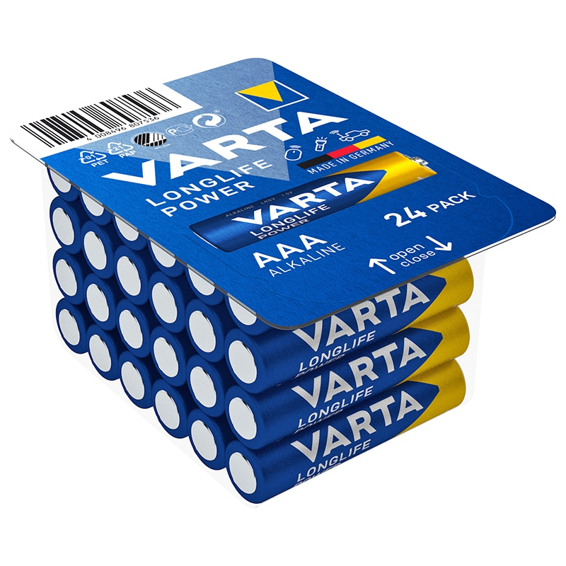Set 24 Baterii AAA VARTA Longlife Power Alcaline, Durată Mare, Ideal pentru Dispozitive cu Consum Ridicat [1]