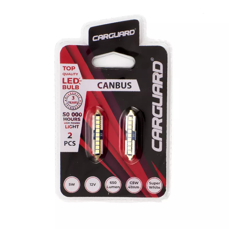 Set 2x becuri auto C5W C10W 41mm LED SMD alb 12V 5W 650lm Canbus interior portbagaj Carguard – IoElectronice.ro [3]