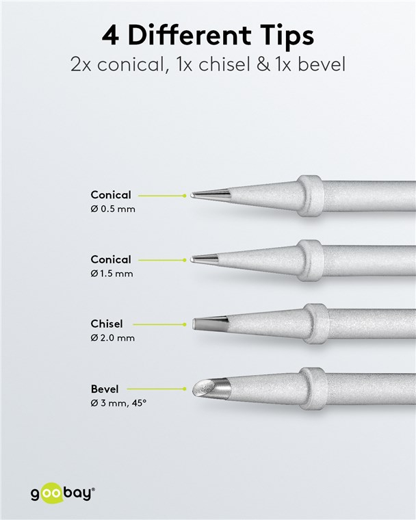 Set 4 vârfuri letcon de lipit pentru stație AP2 Goobay 51092 – IoElectronice.ro [2]