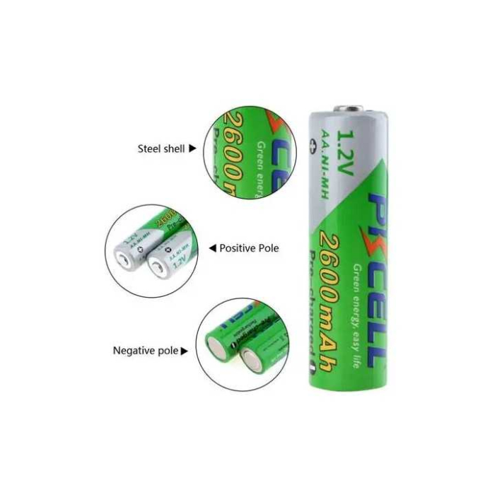 Set acumulatori PKCELL AA Ni-MH 1.2V 2600mAh R6 pentru alimentarea dispozitivelor electronice. [2]