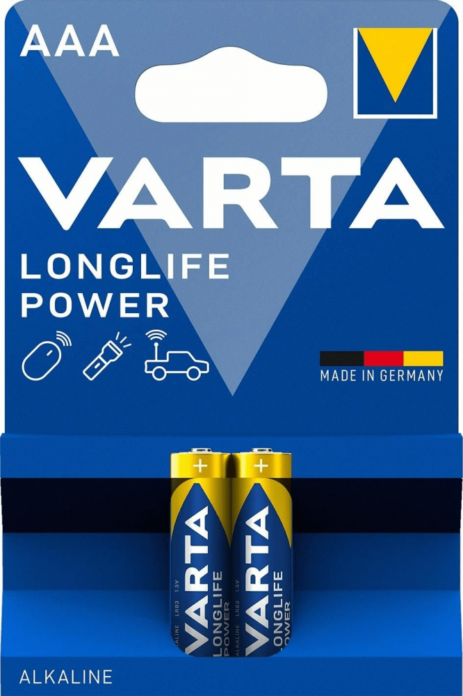 Set Baterii AAA Alcaline Varta Longlife Power, 2buc/blister - Performanță și Durabilitate [1]