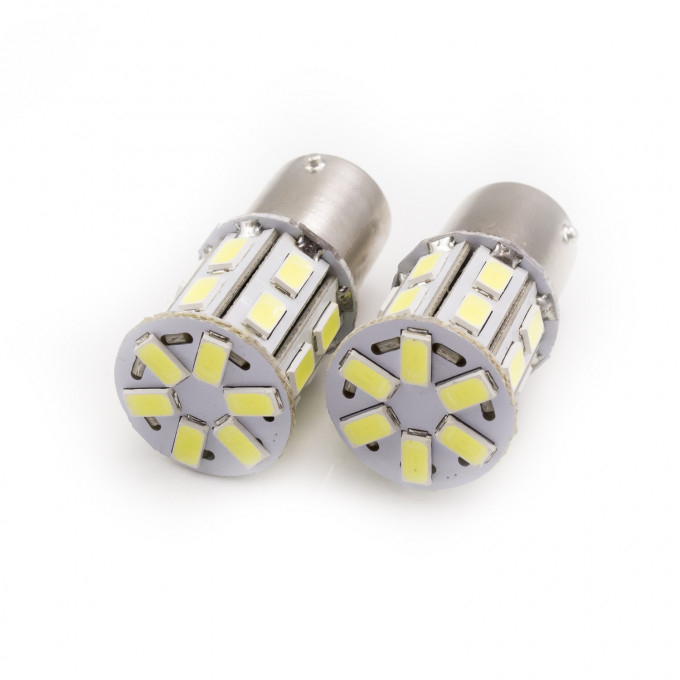 Set Becuri LED Auto de Frână 12V P21/5W BA15D Dublu Filament Alb 500lm CARGUARD 2buc [2]