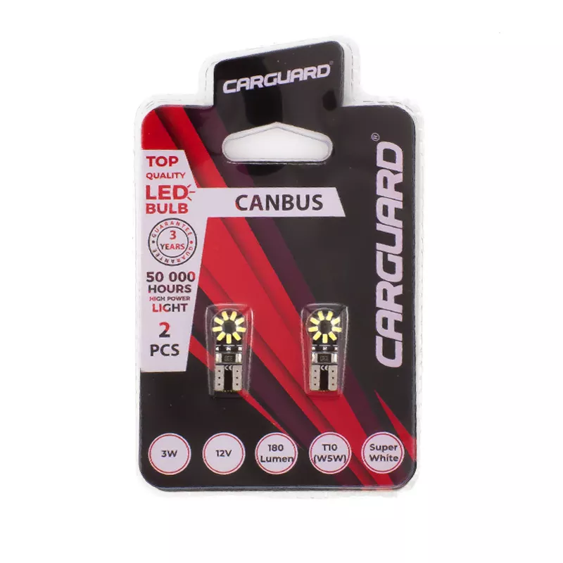 Set Becuri LED auto T10 W5W 12V 3W alb-rece Canbus set 2buc pentru interior / portbagaj CarGuard CAN126 – IoElectronice.ro [3]