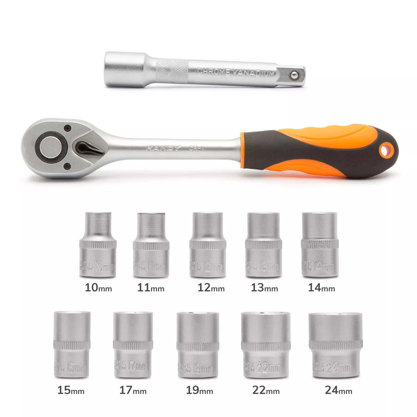 Set chei tubulare cu clichet 12buc 1/2" 10-24mm Crom-Vanadiu HANDY – IoElectronice.ro [2]