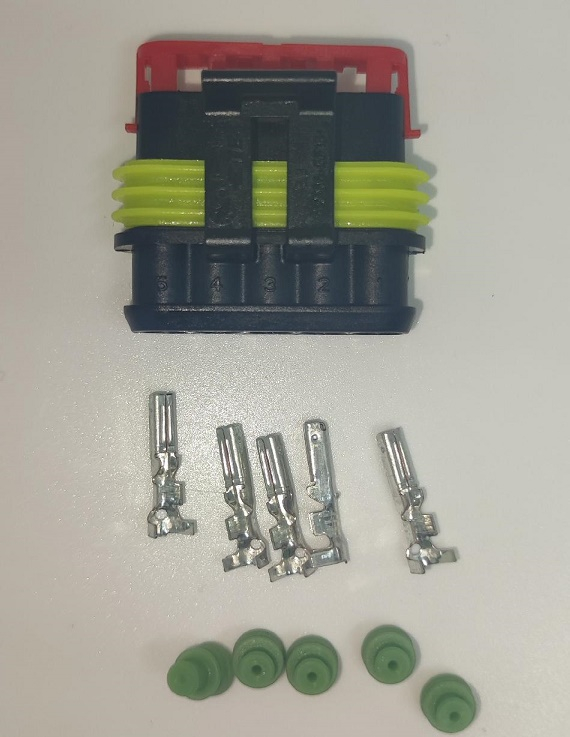 Set conector cablu Superseal 1.5 mama mufa 5 pin 5 pini inclusi + 5 garnituri incluse IP67 TE Connectivity 282089-1-SET-F [2]