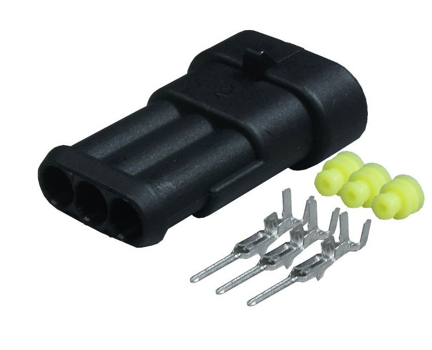 Set conector cablu Superseal 1.5 tata mufa 3 pin 3 pini inclusi + 3 garnituri incluse IP67 TE Connectivity 282105-1-SET-M - IoElectronice.ro [2]
