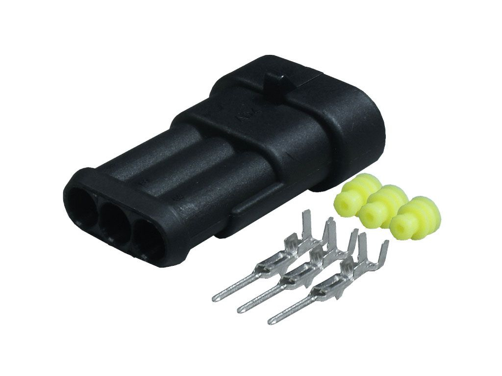 Set conector cablu Superseal 1.5 tata mufa 3 pin 3 pini inclusi + 3 garnituri incluse IP67 TE Connectivity 282105-1-SET-M - IoElectronice.ro [3]