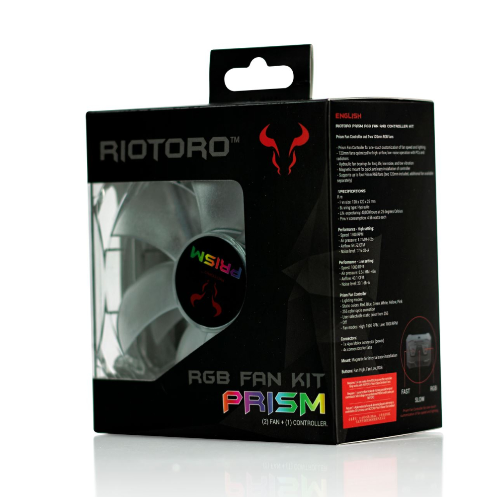 Set controller + 2 ventilatoare Riotoro Prism 120mm iluminare RGB FRGB256-168X – IoElectronice.ro [5]
