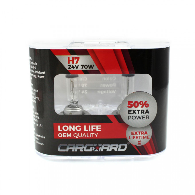 Set de 2 becuri Halogen 24V H7 70W +50% Intensitate LONG LIFE CARGUARD – IoElectronice.ro [3]