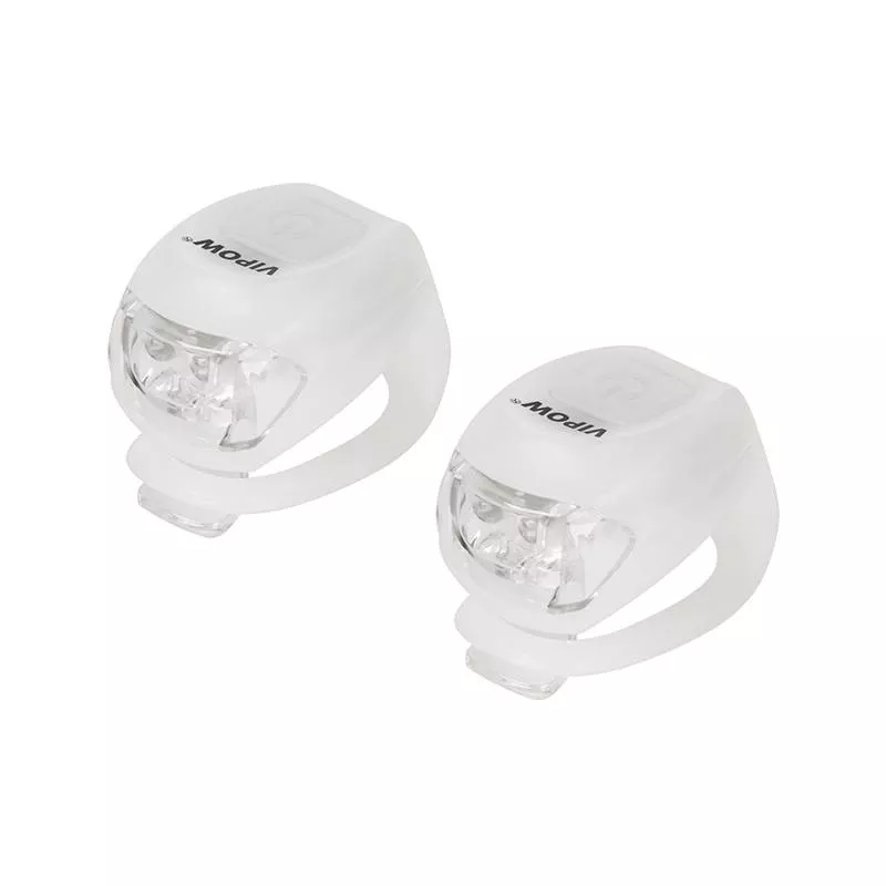 Set lumini bicicletă SILICON VIPOW cu LED-uri albe și roșii, prindere 22.2-31.8mm, baterii CR2032 incluse [1]