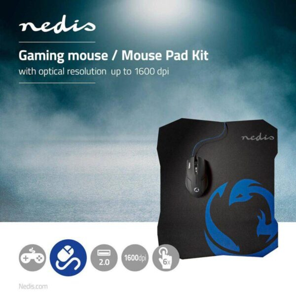 Set Mouse Gaming cu Fir și Mouse Pad 1600 DPI, 6 Butoane, Design Ergonomic Nedis [2]
