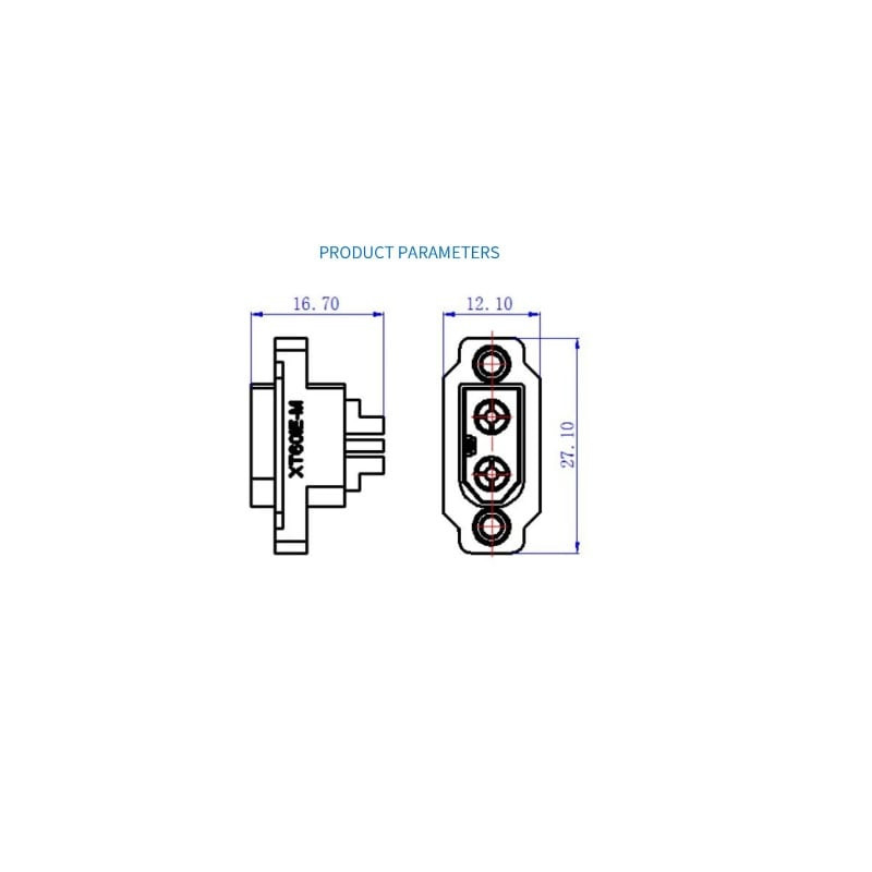 Soclu alimentare DC XT60 tata 3 pin (2+1) lipire neagră 600V AMASS XT60IE-M [3]