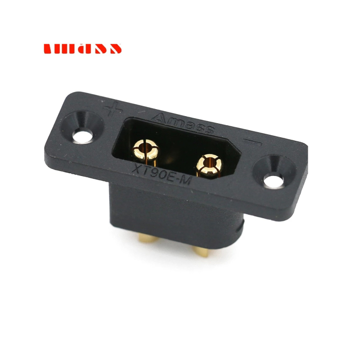 Soclu alimentare DC XT90 tata 2 pini lipire 30A 500V negru AMASS XT90E-M [2]