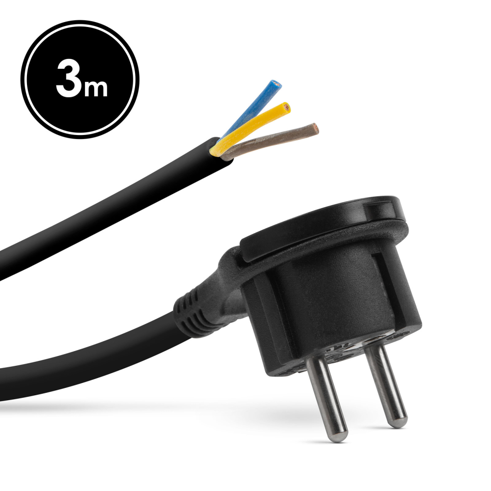 Stecher cu clemă și cablu de 3m 3x1.5mm², Negru Delight – Alimentare sigură pentru dispozitivele tale de interior [1]