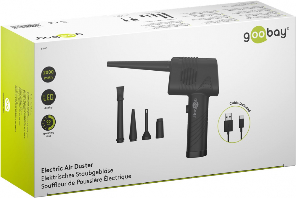 Suflanta de aer mobilă 35000rpm pentru curățare PC, accesorii, electrocasnice, cu baterie reîncărcabilă și 5 duze [11]