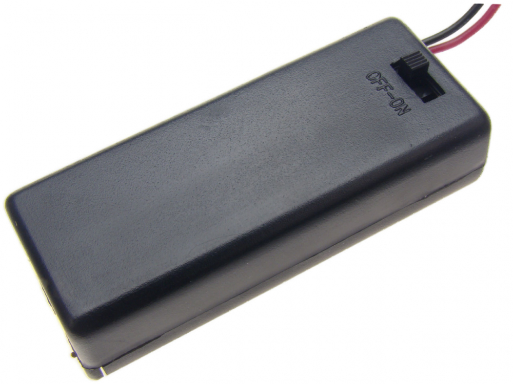 Suport 2x AAA cu cabluri și comutator COMF SBH-421-1AS, suport baterie negru, cablu 150mm [2]