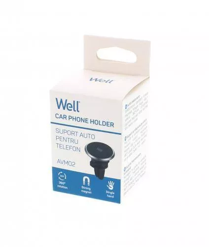 Suport auto magnetic pentru telefon cu prindere la ventilație Well [3]