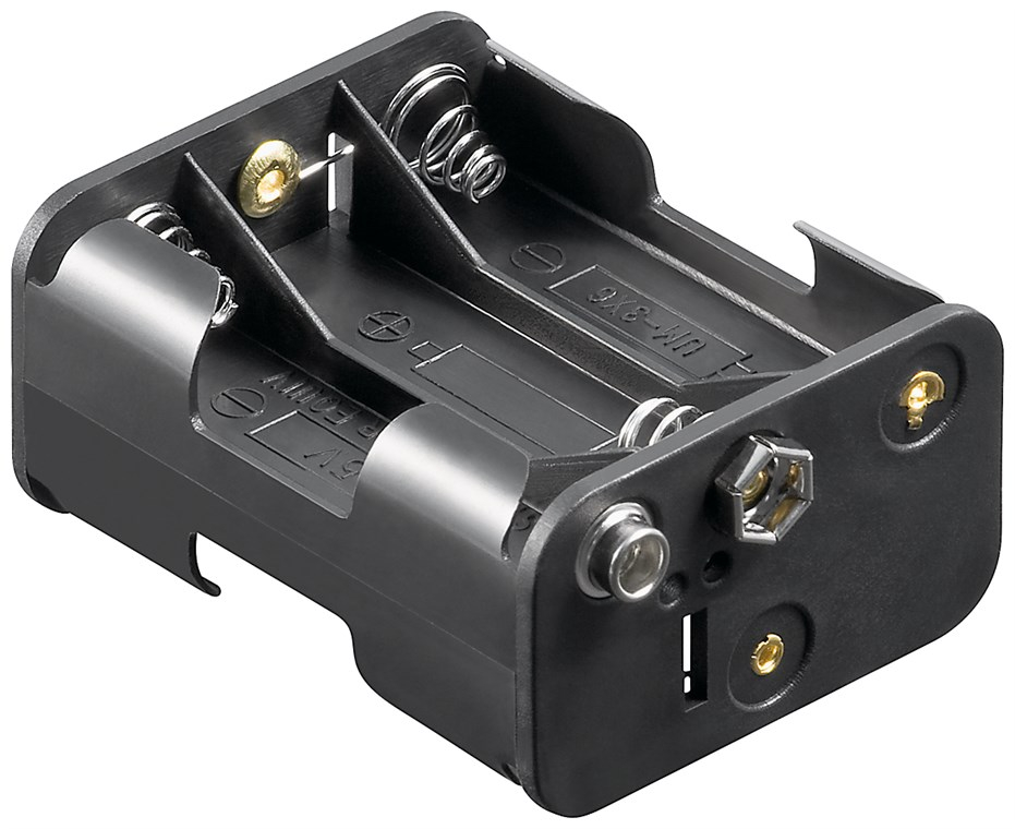 Suport baterii AA și conector 9V negru Goobay - soluție sigură pentru alimentare constantă [1]