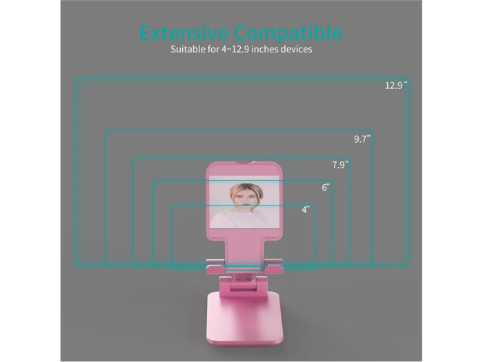 Suport birou reglabil telefon tabletă Choetech H88-PK-HW roz, înălțime ajustabilă, compatibil cu dispozitive de până la 10 inch [7]