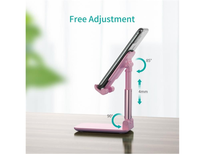 Suport birou reglabil telefon tabletă Choetech H88-PK-HW roz, înălțime ajustabilă, compatibil cu dispozitive de până la 10 inch [4]