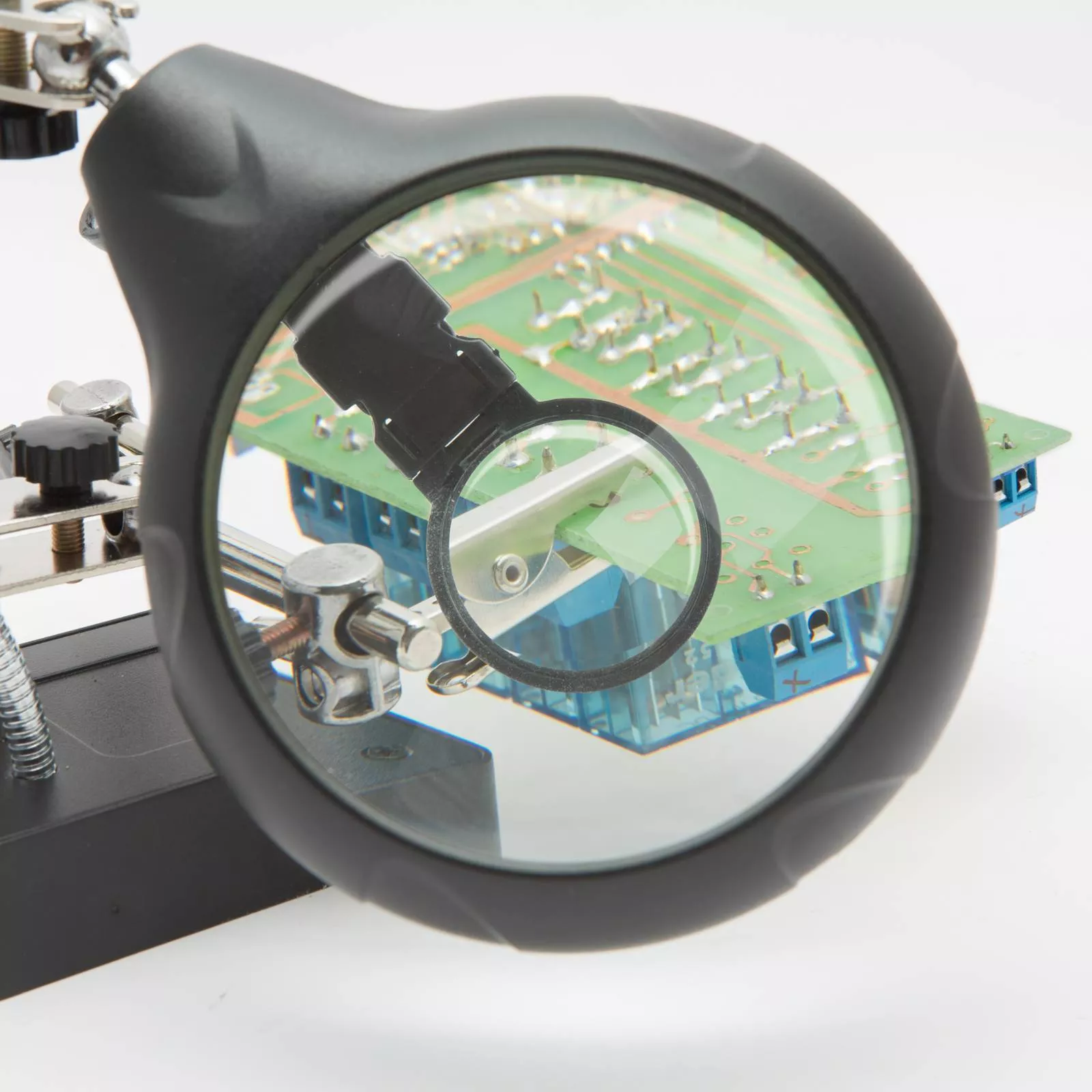 Suport CI cu lupă 9/3 cm iluminată 5x LED 15lm și cleme crocodil Fahrenheit – IoElectronice.ro [2]