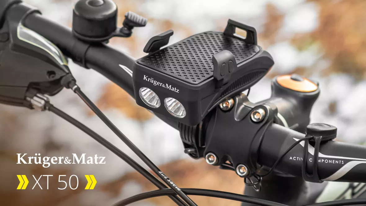 Suport de telefon pentru bicicletă 3in1 XT50 KRUGER&MATZ cu powerbank, iluminare LED și claxon pentru siguranță maximă [8]