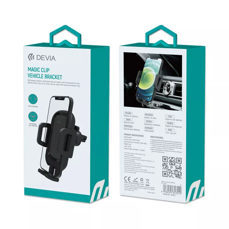 Suport Devia Magic Clip Auto pentru Grila de Ventilație – Reglabil și Universal, Negru [5]
