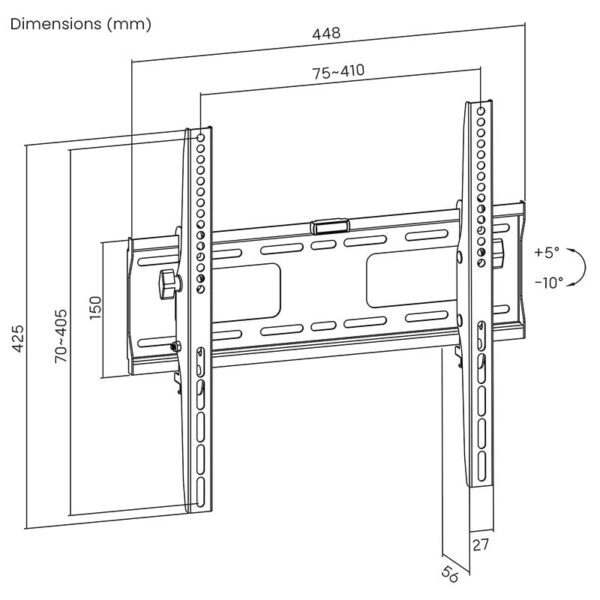 Suport LED TV 32-55 inch inclinare verticală Cabletech – Fixare VESA, până la 50 kg, reglaj unghi vertical [2]