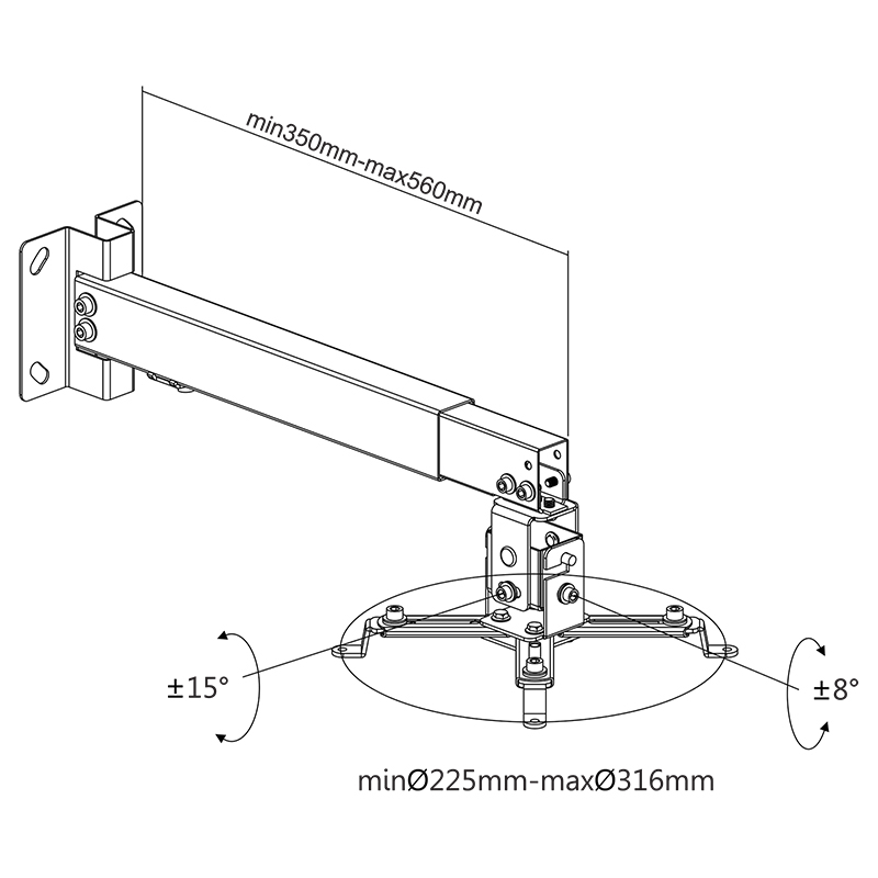 Suport proiector perete/tavan argintiu UCH0101-1 Cabletech – IoElectronice.ro [3]